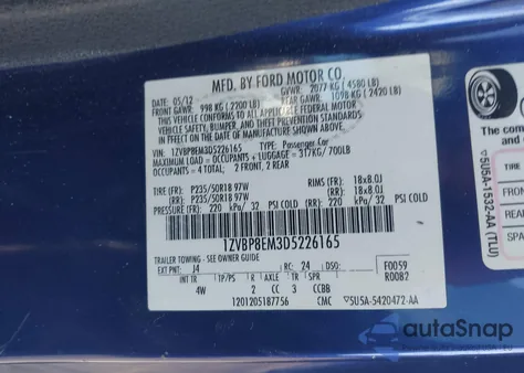 2013 Ford Mustang V6 Premium z USA, uszkodzony, nr VIN 1ZVBP8EM3D5226165